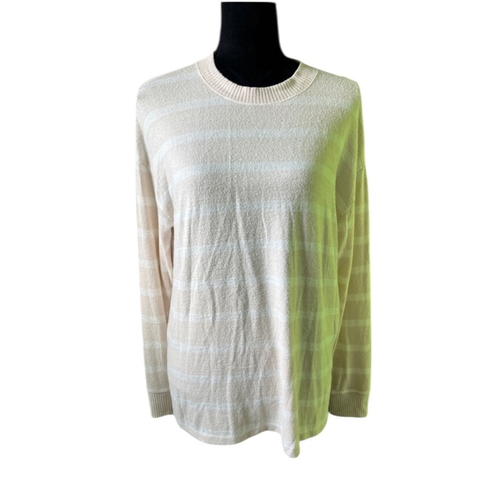 Abercrombie & Fitch Striped Soft A&F Cozy Top Women Small Cream Crewneck